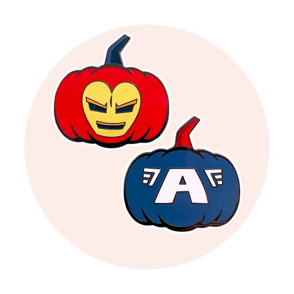 Civil War Marvel Disney Pins: Iron Man and Captain America Halloween Pumpkin